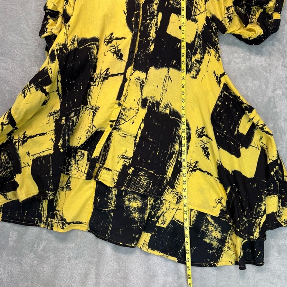 Step In Style High-Low Tunic Shirt Top Dress Yellow Black One Size Mature - Picture 5 of 7